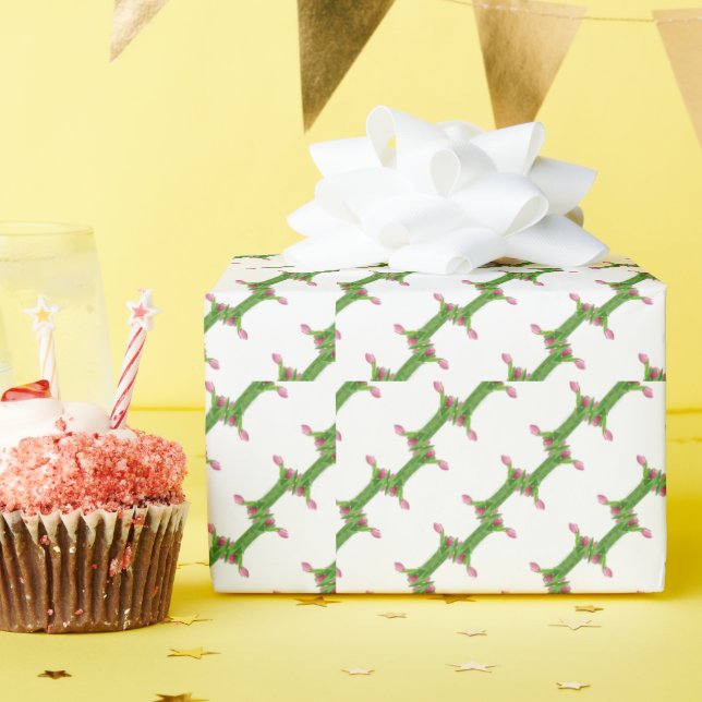 Papel De Presente Padrão de tulipas rosa (Festa de aniversário)