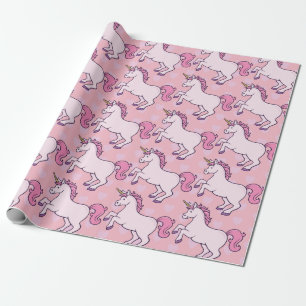 Papel De Presente Padrão de Unicórnio e Coração Personalizável