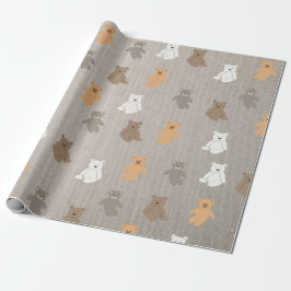 Papel De Presente Padrão de Urso Bonito