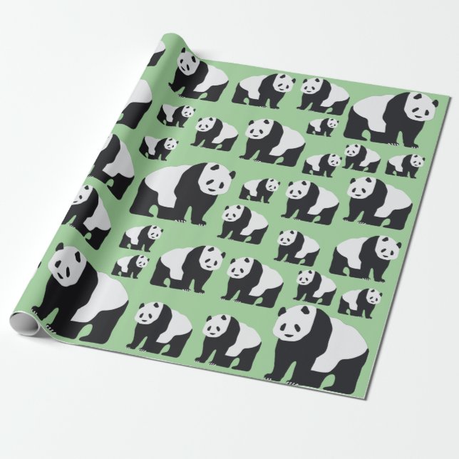 Papel De Presente Padrão de Urso de Panda Bonito (Desenrolado)