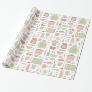 Papel De Presente Padrão de Utensílios de Cozinha Modernos