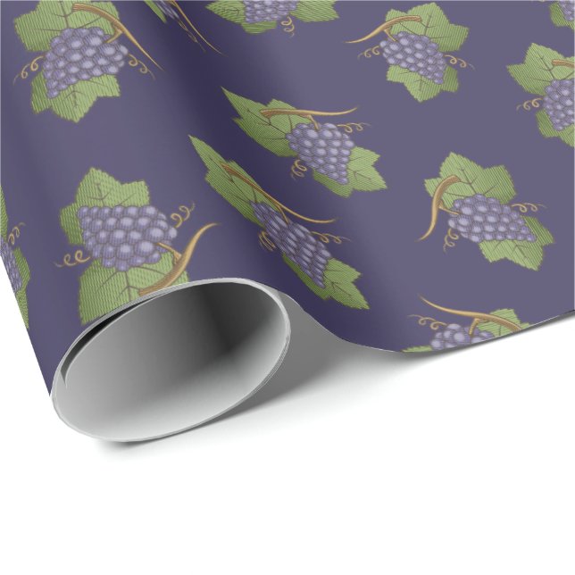Papel De Presente Padrão de Uvas Lilac (Ponta do rolo)