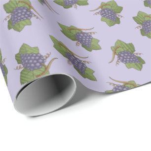 Papel De Presente Padrão de Uvas Lilac