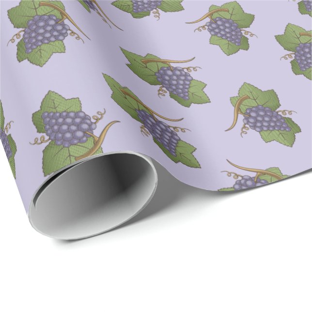 Papel De Presente Padrão de Uvas Lilac (Ponta do rolo)