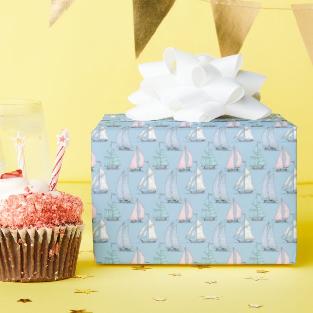 Papel De Presente Padrão de veleiro cúmulo (Festa de aniversário)