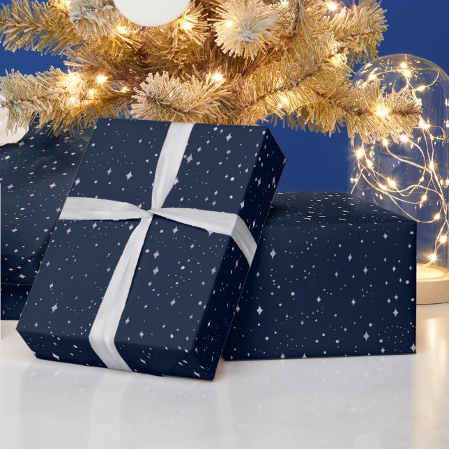 Papel De Presente Padrão de Veludo de Arco da Marinha de Natal (Feriados)