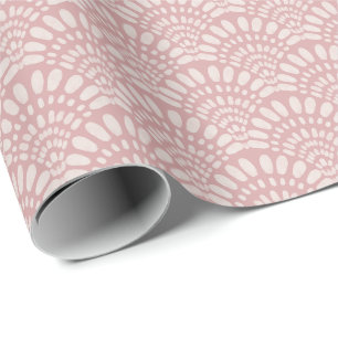Papel De Presente Padrão de Ventoinha Boho Rosa Corado Aquarela Suav