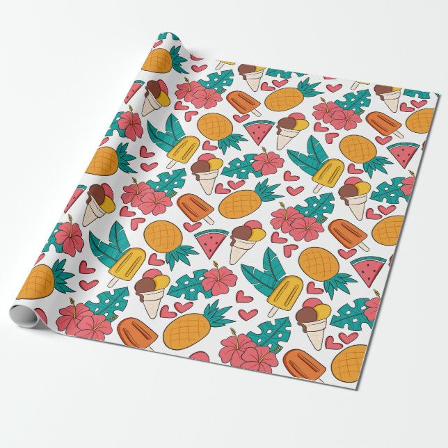 Papel De Presente Padrão de Verão (Desenrolado)