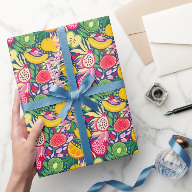 Papel De Presente Padrão de Verão de Fruta tropical (Presentear)