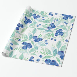 Papel De Presente Padrão de Verão Rustic Blueberry Berry
