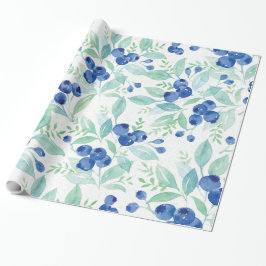 Papel De Presente Padrão de Verão Rustic Blueberry Berry
