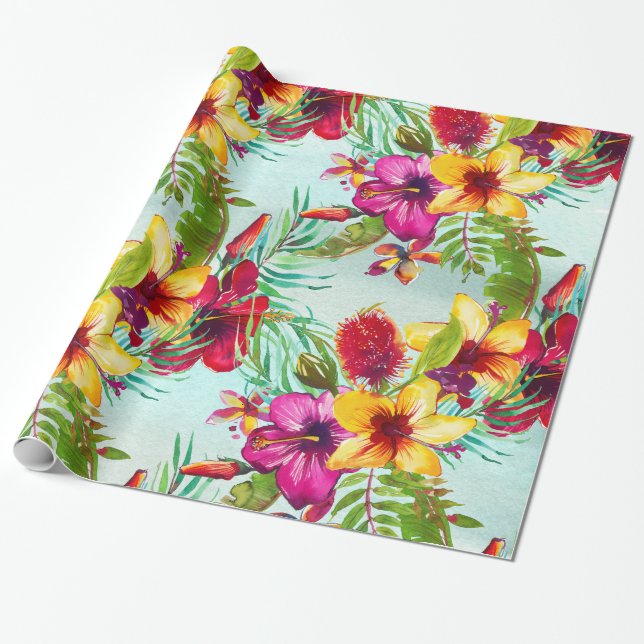 Papel De Presente Padrão de Verão tropical (Desenrolado)