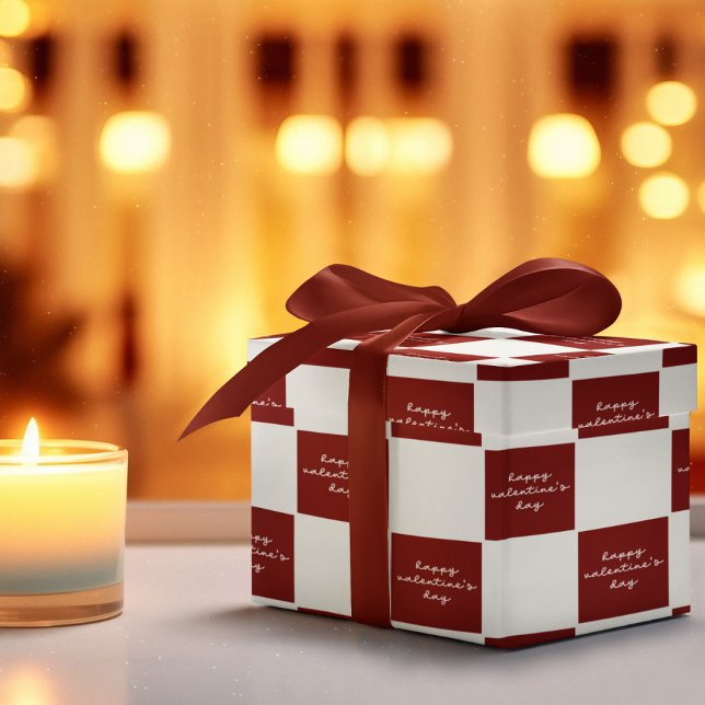 Papel De Presente Padrão de verificação de branco vermelho escuro do (Criador carregado)