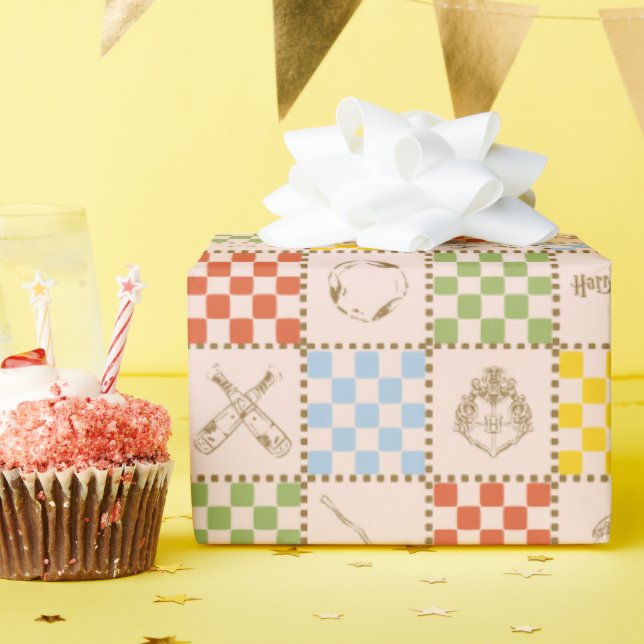 Papel De Presente Padrão de Verificação de Equipe QUIDDITCH™ HOGWART (Festa de aniversário)