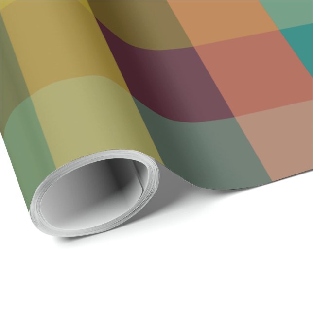 Papel De Presente Padrão de Verificação de Multicores Moderna do Séc (Ponta do rolo)