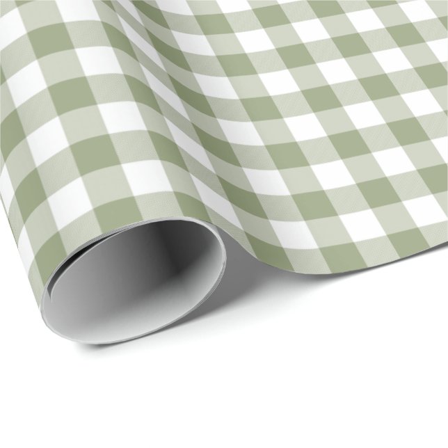 Papel De Presente Padrão de Verificação Neutral Elegante de Gingham  (Ponta do rolo)