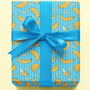 Papel De Presente Padrão de vetor de faixa de banana Azul-turques