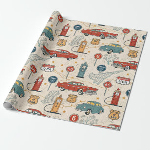Papel De Presente Padrão de Viagem pelas Estradas Antigas (2)