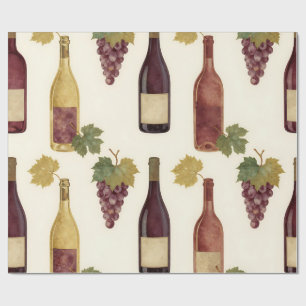 Papel De Presente Padrão de Videira em Garrafa de Vinho Antigo