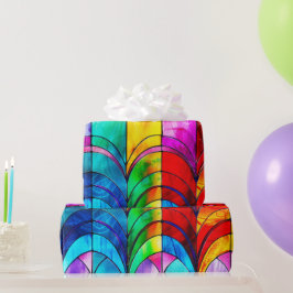 Papel De Presente Padrão de Vidro Colorido Arco-íris Elegante