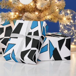 Papel De Presente Padrão de Vidro Colorido Azul Preto