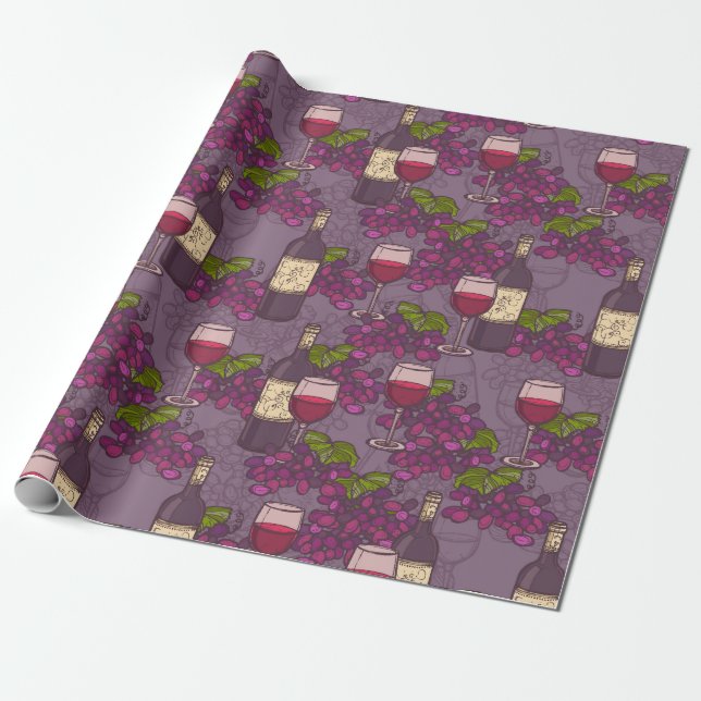 Papel De Presente Padrão de Vinho (Desenrolado)