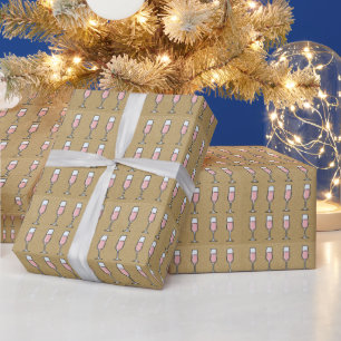 Papel De Presente Padrão de Vinho Rosé Dourado