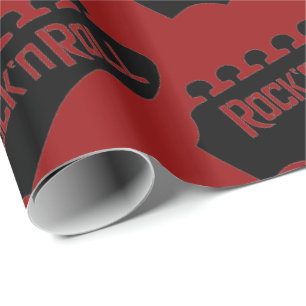 Papel De Presente Padrão de Violão Vermelho e Roll