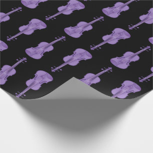Papel De Presente Padrão de Violino - Lavanda e Preto