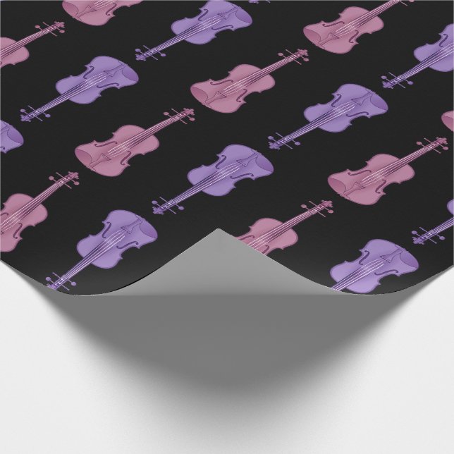 Papel De Presente Padrão de Violino - Lavanda e Rosa (Ponta)