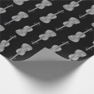 Papel De Presente Padrão de Violino - Prata e Preto