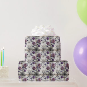 Papel De Presente Padrão de Webs e Rosas Góticos