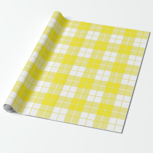 Papel De Presente Padrão de Xadrez amarela e branca Grande