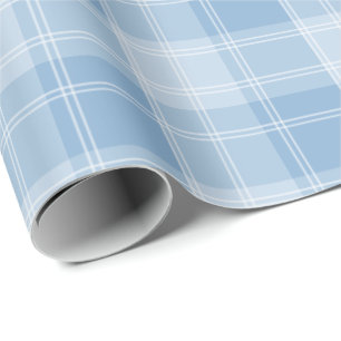 Papel De Presente Padrão de Xadrez Azul Claro