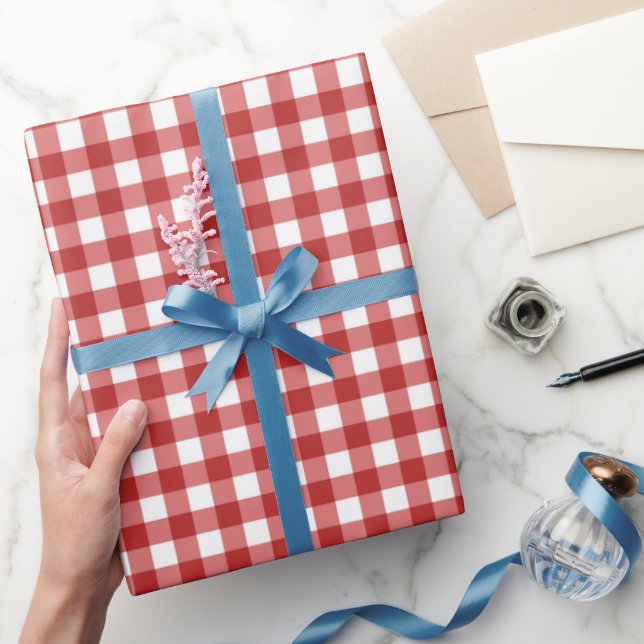 Papel De Presente Padrão de Xadrez de Natal (Presentear)