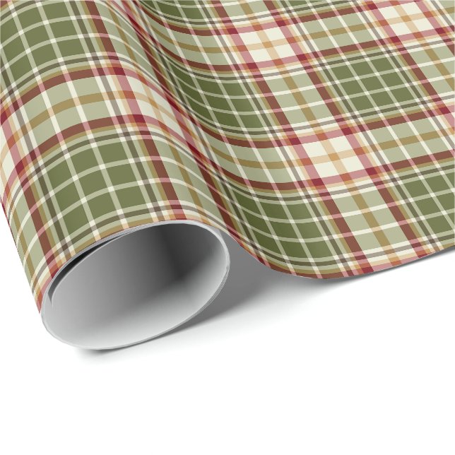 Papel De Presente Padrão de Xadrez de Natal da Woodland (Ponta do rolo)