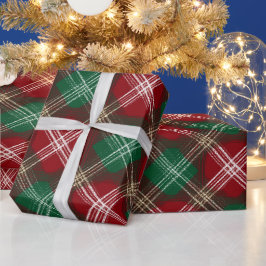 Papel De Presente Padrão de Xadrez de Neve Clássico Vermelho de Feri