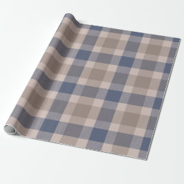 Papel De Presente Padrão de Xadrez de Tartan Castanho Azul