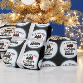 Papel De Presente Padrão de Xadrez Red & Green Buffalo Feliz Natal