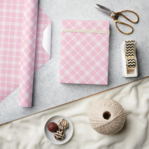 Papel De Presente Padrão de Xadrez Rosa Ângulo