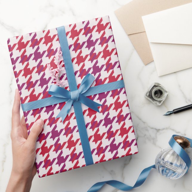 Papel De Presente Padrão de xadrez roxa-roxa-roxa-retrô (Presentear)