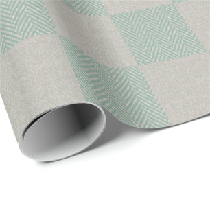 Papel De Presente Padrão de Xadrez Verde de Seafoam