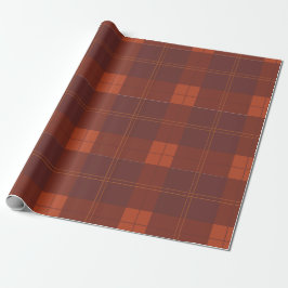 Papel De Presente Padrão de Xadrez Vermelho e Laranja