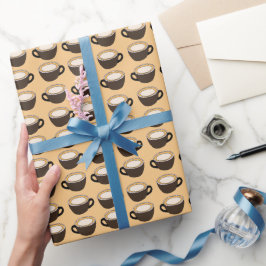 Papel De Presente Padrão de Xícara de Café