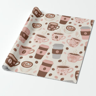 Papel De Presente Padrão de Xícara de Café Aconchegante (10)