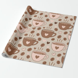 Papel De Presente Padrão de Xícara de Café Aconchegante (11)