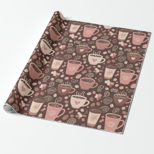 Papel De Presente Padrão de Xícara de Café Aconchegante (2)