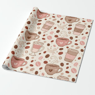 Papel De Presente Padrão de Xícara de Café Aconchegante (3)