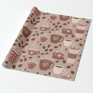 Papel De Presente Padrão de Xícara de Café Aconchegante (4)