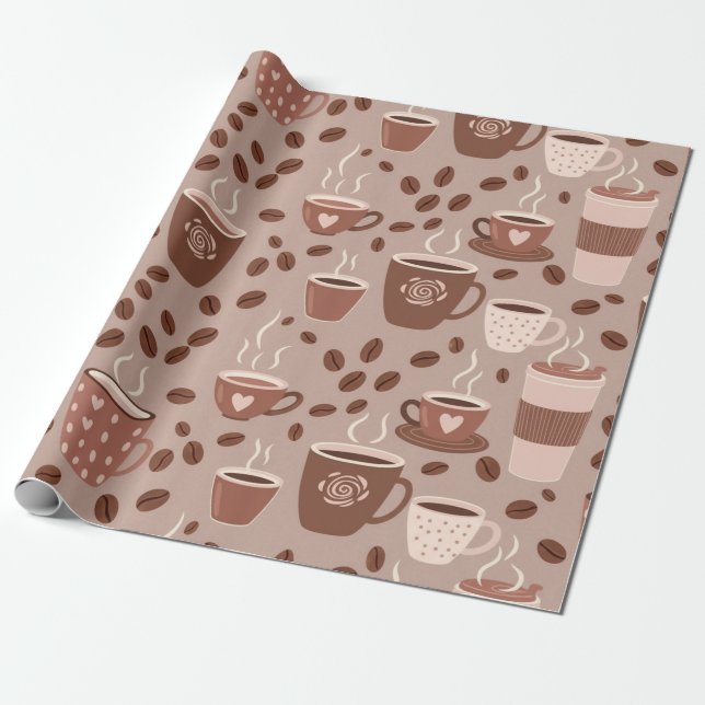 Papel De Presente Padrão de Xícara de Café Aconchegante (4) (Desenrolado)